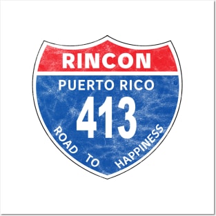 Rincon Puerto Rico Road to Happiness Street Road Sign Posters and Art